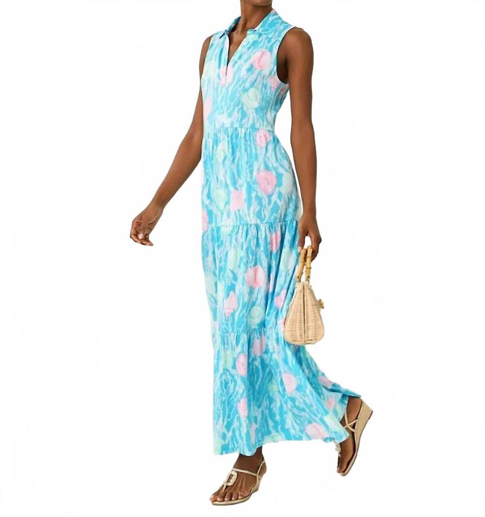 NEW LILLY PULITZER riegan maxi dress in capri blue shelden - Picture 4 of 7